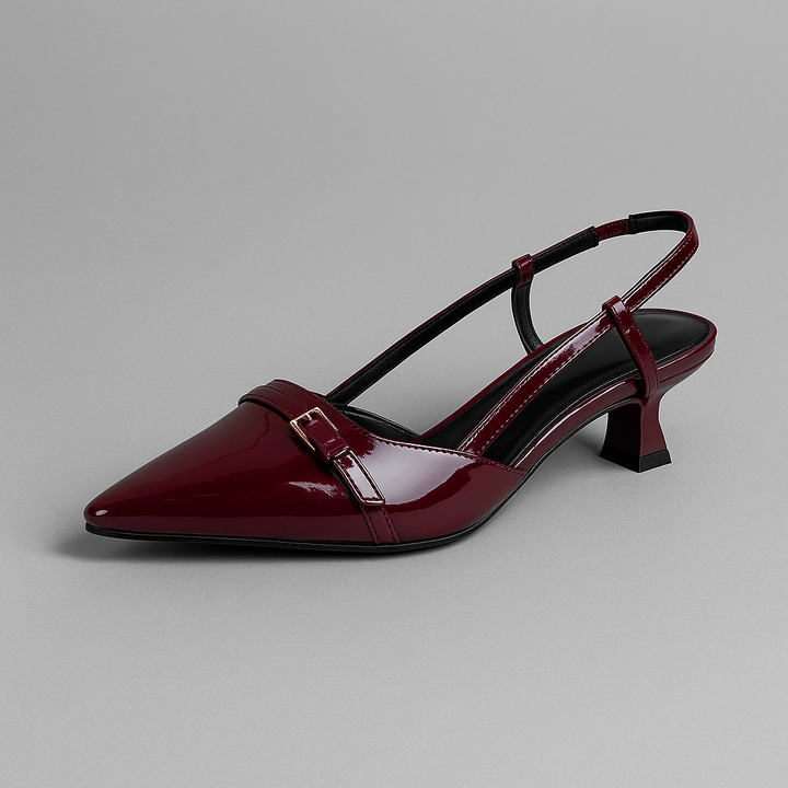 Bequeme klassische Damen Slingback-Pumps, spitze Schuhe mit Mid-Heel & verstellbarem Fersenriemen.