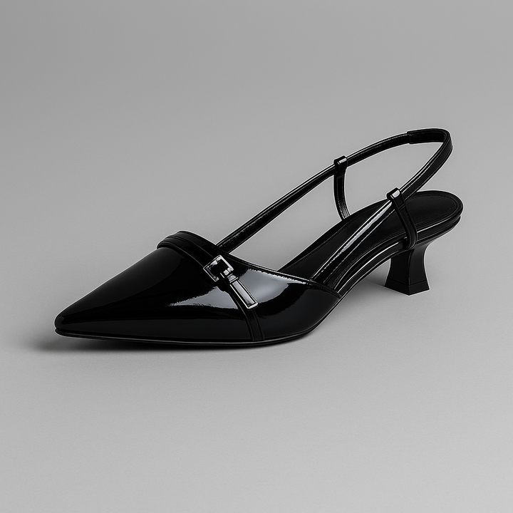 Elegante Damen Slingback-Pumps mit spitzer Kappe, mittelhohem Absatz & Fersenriemen für Büro oder Abendveranstaltung.