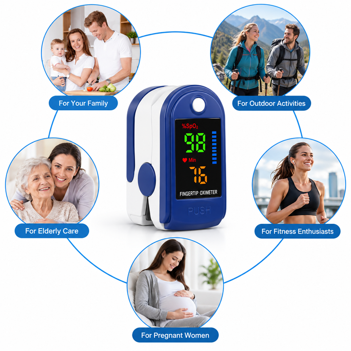 Hochwertiges Pulsoximeter für den Finger zur zuverlässigen Messung von SpO₂-Wert & Herzfrequenz für Ihre Gesundheit.