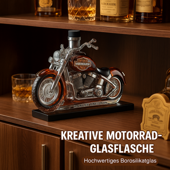 Exklusiver Harley Whisky Dekanter aus Glas, limitierte Edition als elegantes Wohnaccessoire und Geschenkidee.