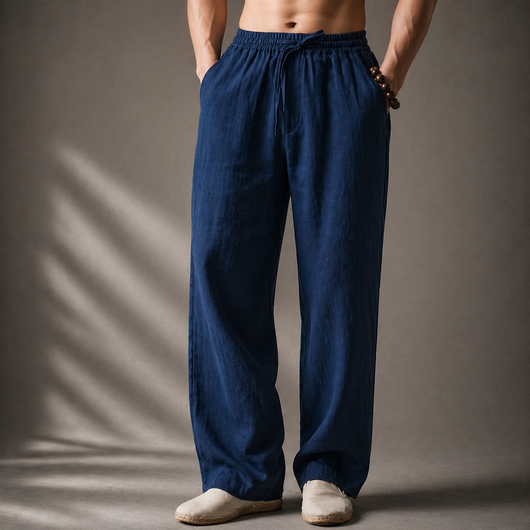 Sommerliche Herrenhose mit Kordelzug, geradem Bein, leicht & luftig, perfekte lässige Freizeithose.