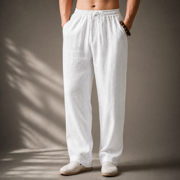 Lockere Herrenhose mit Kordelzug, gerades Bein, super bequem und lässig für entspannte Tage.