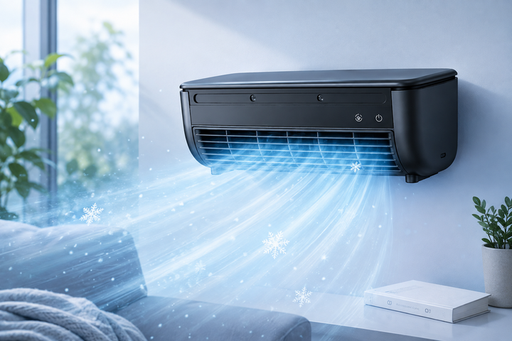 Wiederaufladbarer, kompakter Bladeless Ventilator für persönliche Kühlung im Sommer.