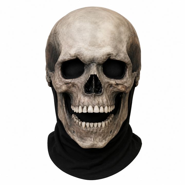 Flexible Unisex Skelett-Schädelmaske für Halloween. Realistisches Horror-Vollkopfkostüm-Zubehör.