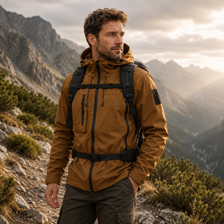 Regen- und Windschutz: Herren Outdoorjacke, wasserdicht, perfekt für Spaziergänge und Waldwege.