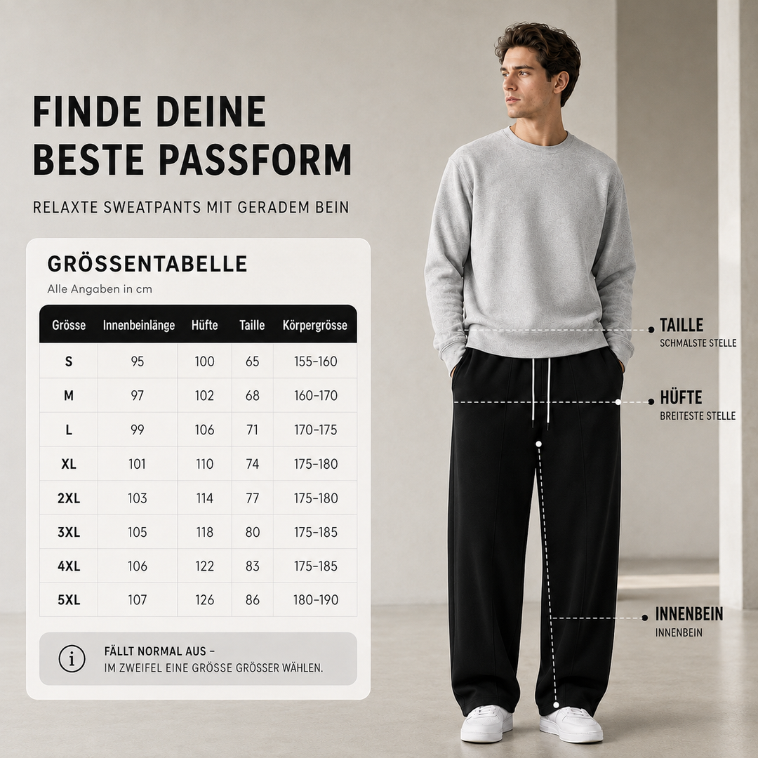 Volllänge graue Herren Trainingshose, weich & locker.