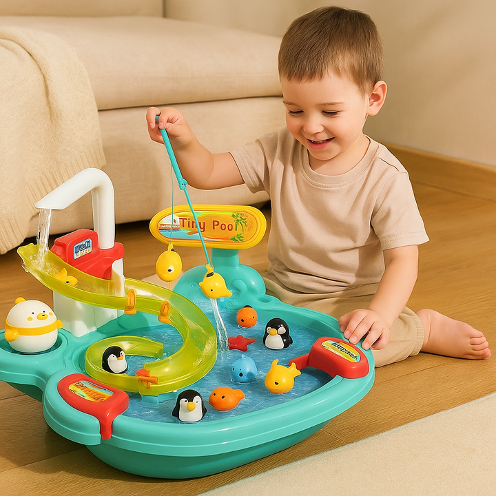 Montessori Fischspielzeug: 2-in-1 Motorikspiel für Kinder, ideal zur Förderung der Feinmotorik und Hand-Augen-Koordination.