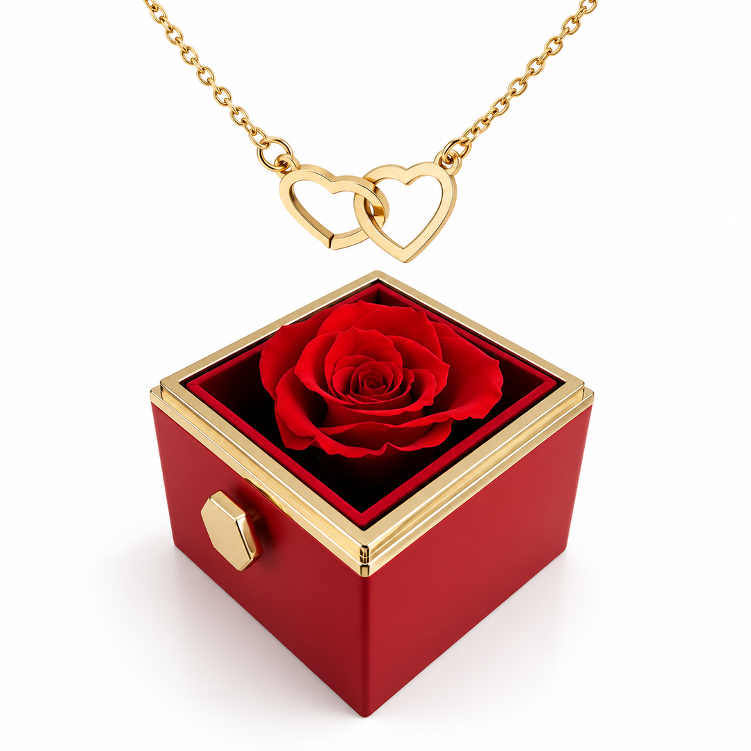 Damen Metallkette Geschenkset in edler Rosenbox. Perfektes Schmuckgeschenk & Damenaccessoire für besondere Anlässe.