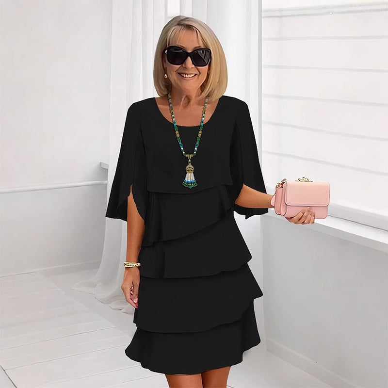 Vielseitiges Damen Schichtkleid mit Puffärmeln. Für Freizeit, Sommer, Abend – elegantes & bequemes Kleid.