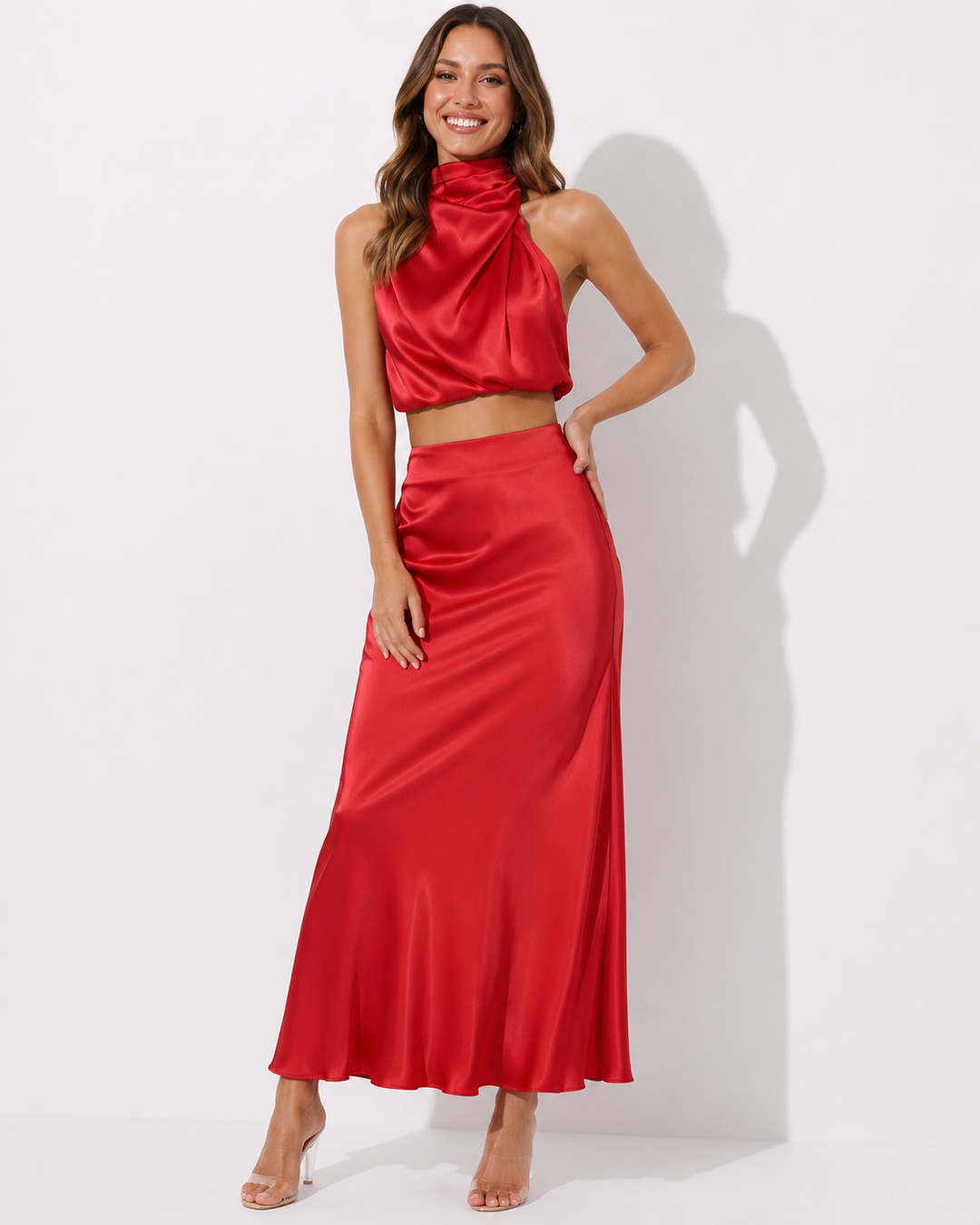 Modisches Damen Abendkleid Set: Zweiteiler mit Rock & Oberteil, ideal für elegante Partys und Events.