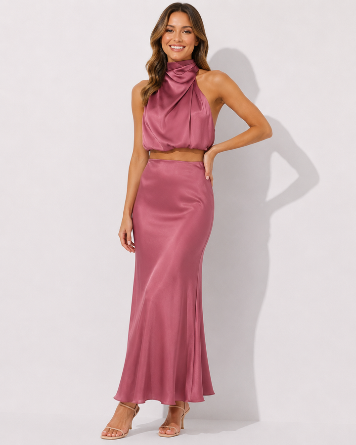Festliches Damen Anlasskleid Set: Stilvoller Zweiteiler mit Rock & Oberteil, elegantes Outfit für Feiern.