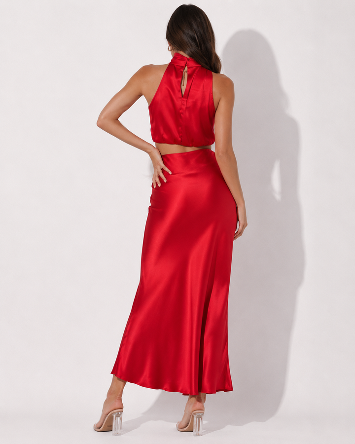 Attraktives Damen Partykleid Zweiteiler: Elegantes Outfit Set mit Rock & Oberteil für stilvolle Frauenmode.