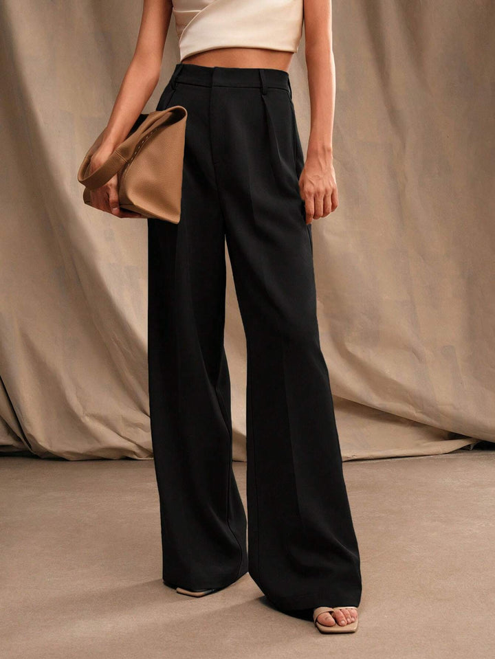 Damen Hochtaillierte Wide-Leg-Hose, weites Bein für eleganten Auftritt.