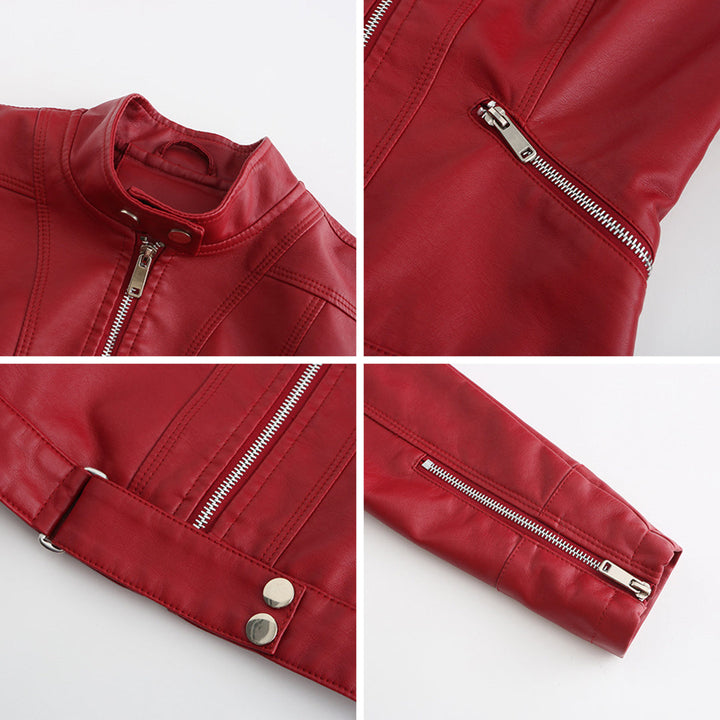 Figurbetonte Damen Lederjacke Marlene, stilvolle Oberbekleidung für kühle Übergangstage.