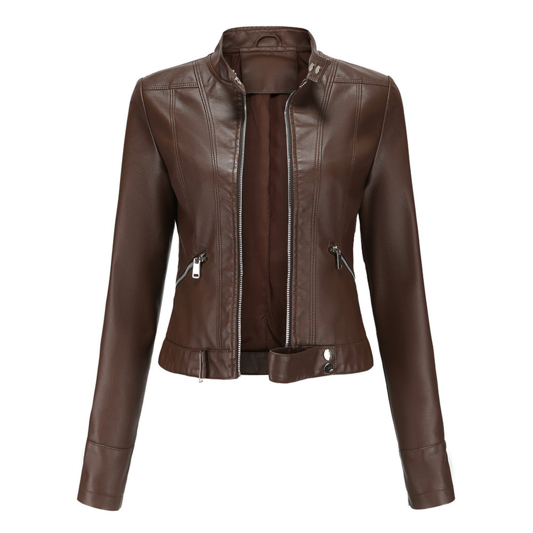 Klassische Damen Übergangs-Lederjacke, zeitlos und bequem, Must-have für Herbstmode.