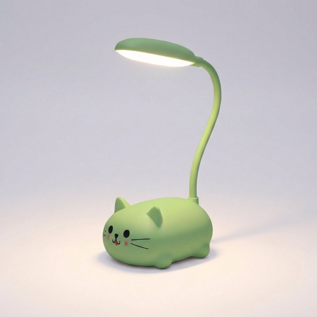Portable USB-Leselampe "Deskpurr" für Kinder & Erwachsene, als Schreibtischlampe oder Arbeitslicht.