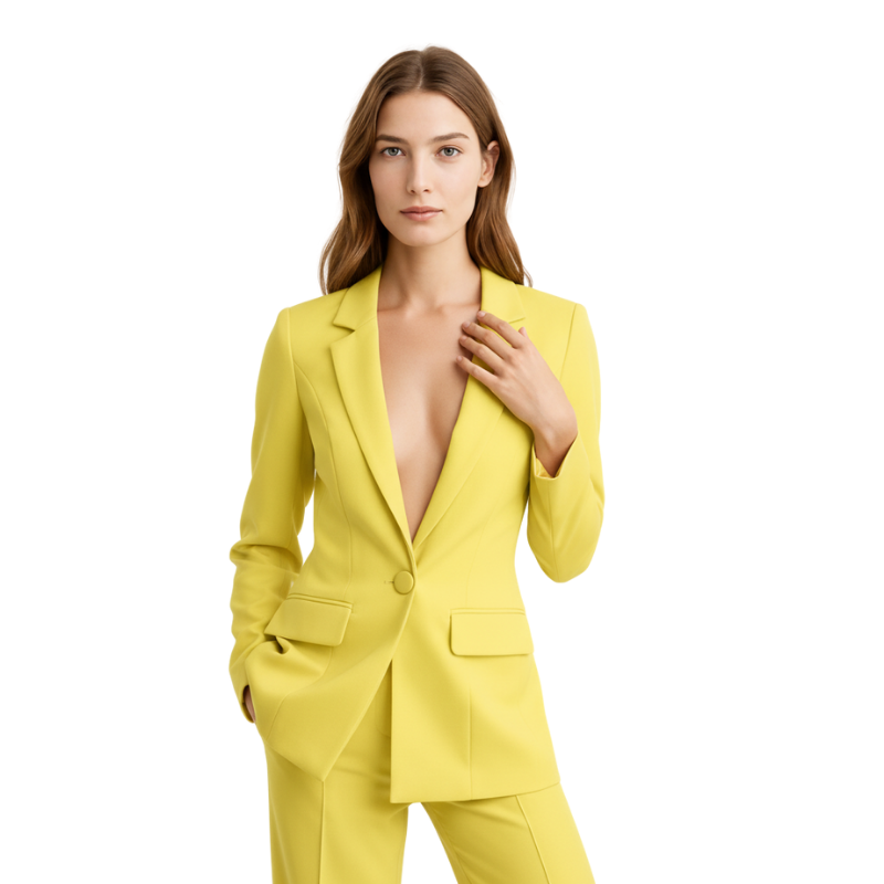 Eleganter Damen Blazer und Hose Zweiteiler, perfekt für Business und formelle Anlässe.