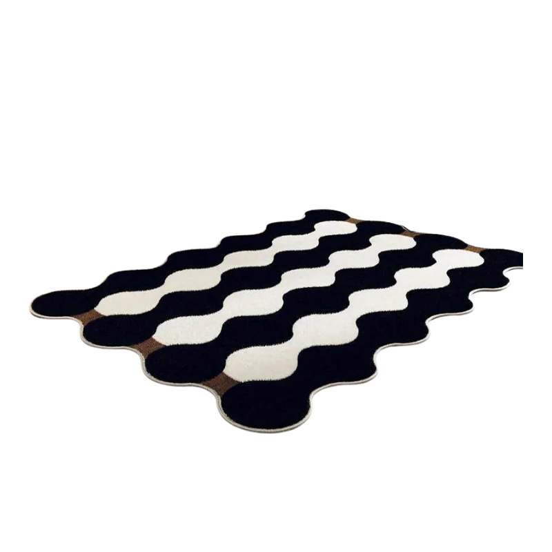 Moderner Wellen Teppich mit abstraktem Design, perfekt für Wohnzimmer und stilvolle Einrichtung.