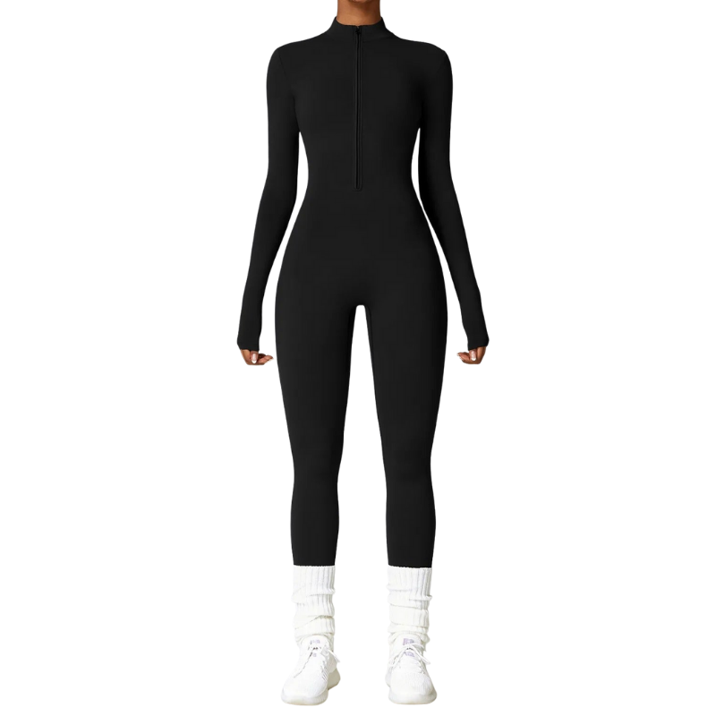 Damenbekleidung Jumpsuit Langarm, Reißverschluss vorne, hoher Kragen, bequem und modisch.