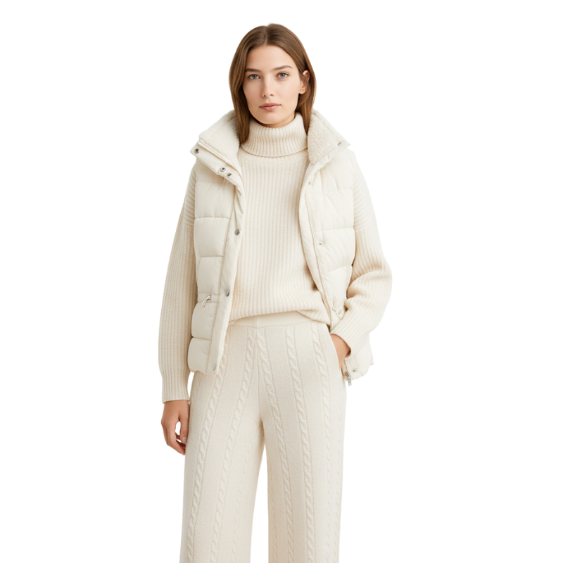 Damen Winterset: Rollkragenpullover, gefütterte Jacke & Freizeithose für stilvolle Wärme.