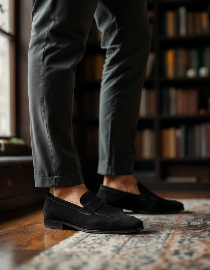 Vielseitige Herren Penny-Loafer, bequeme Freizeitschuhe und modische Büroschuhe mit Steppnaht.