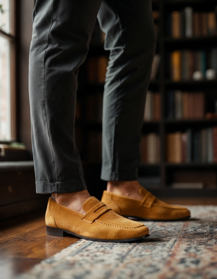 Klassische Herren Loafer in Schwarz, zeitloses Design mit feiner Steppnaht, elegante Schuhe für Männer.