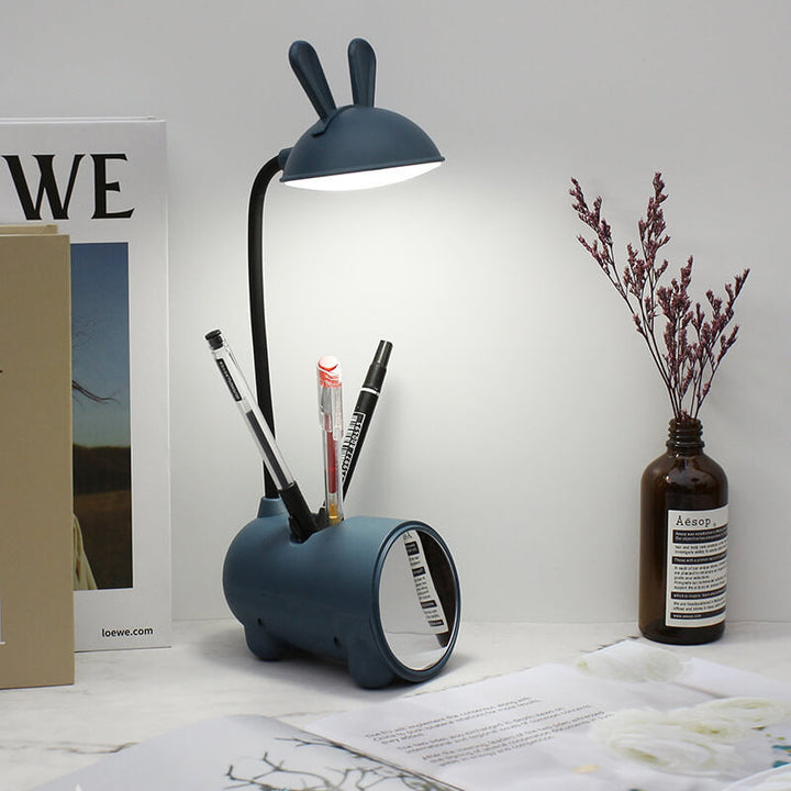 Bunniva: Eine niedliche, flexible LED-Lampe mit Stifthalter für Kinderzimmer & Studium, USB-aufladbar.
