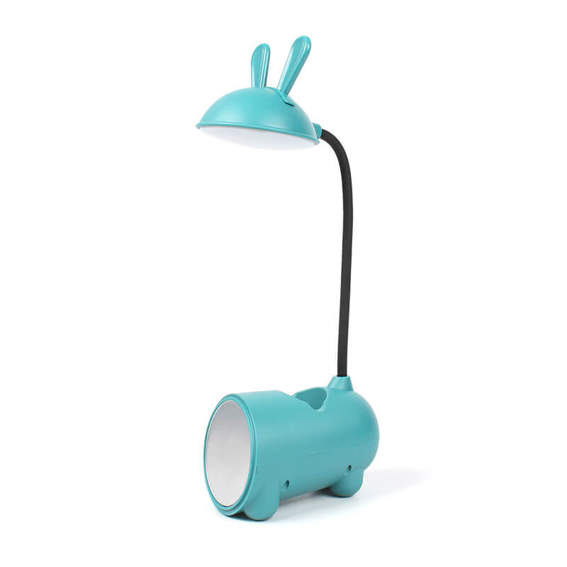 Praktische Bunniva LED-Arbeitsplatzlampe mit flexiblem Schwanenhals und Stifthalter, perfekt für Studierende.
