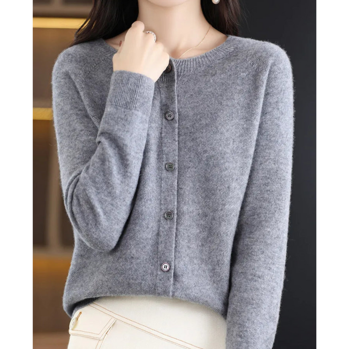 Langarm Damen Strick-Cardigan, V-Ausschnitt & Knopfleiste, bequeme Alltagskleidung.