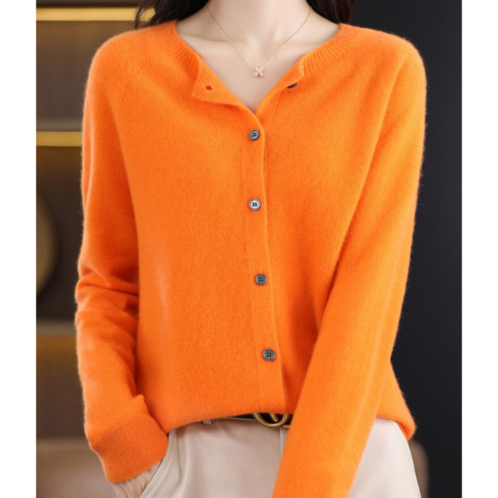 Femininer Damen Strick-Cardigan, gestrickt, mit V-Ausschnitt & praktischer Knopfleiste.