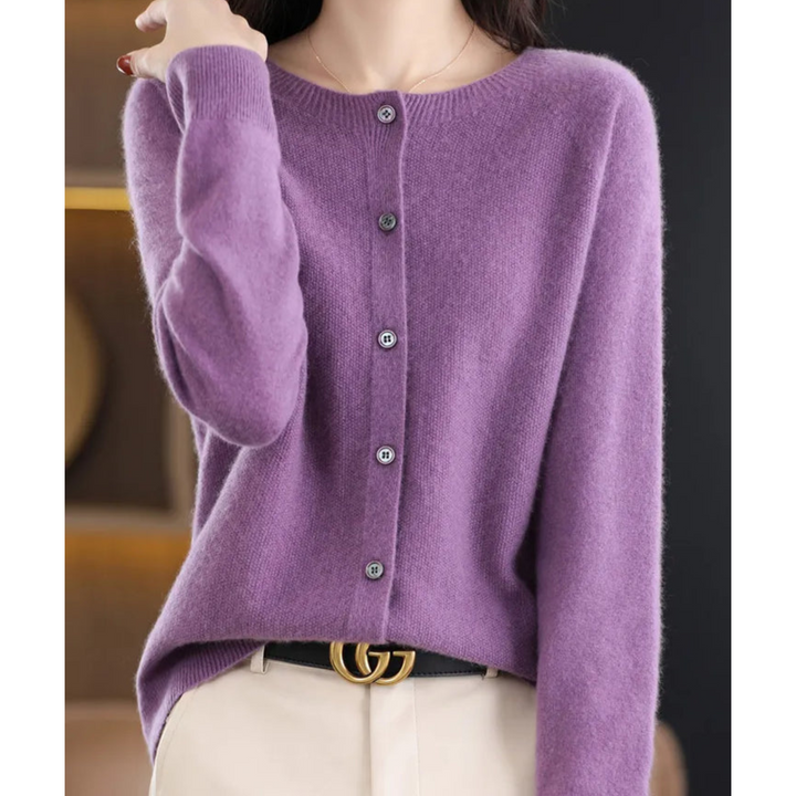 Damen Strick-Cardigan, V-Ausschnitt, Knopfleiste, klassischer Stil für Herbst/Winter.