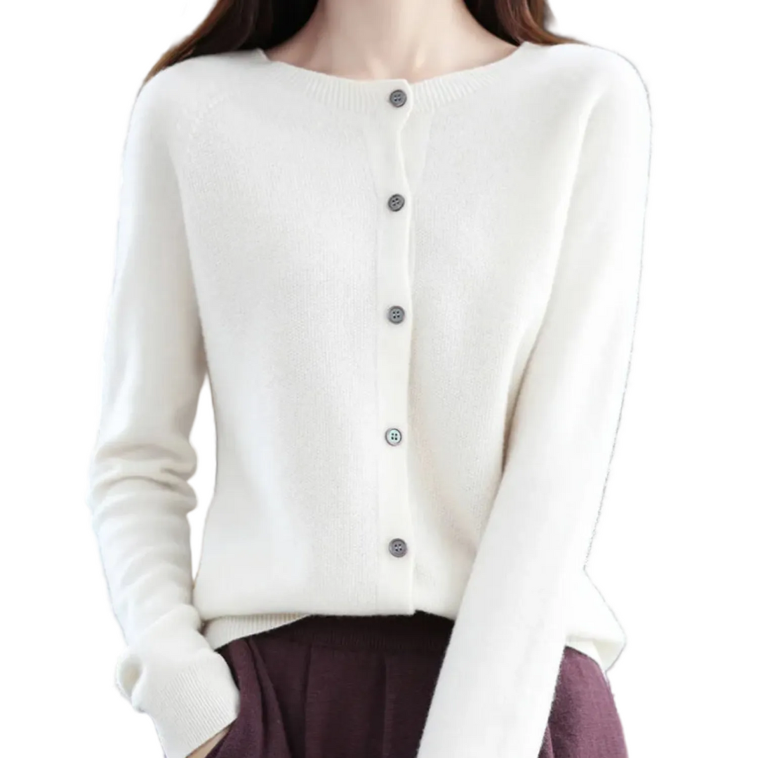 Damen Strick-Cardigan mit V-Ausschnitt & Knopfleiste, perfekt für Herbst/Winter Alltags-Outfits.