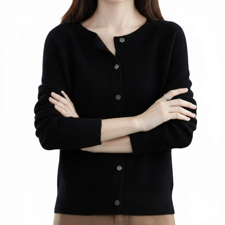 Hochwertiger Damen Strick-Cardigan, elegant gestrickt, mit V-Ausschnitt & feiner Knopfleiste.