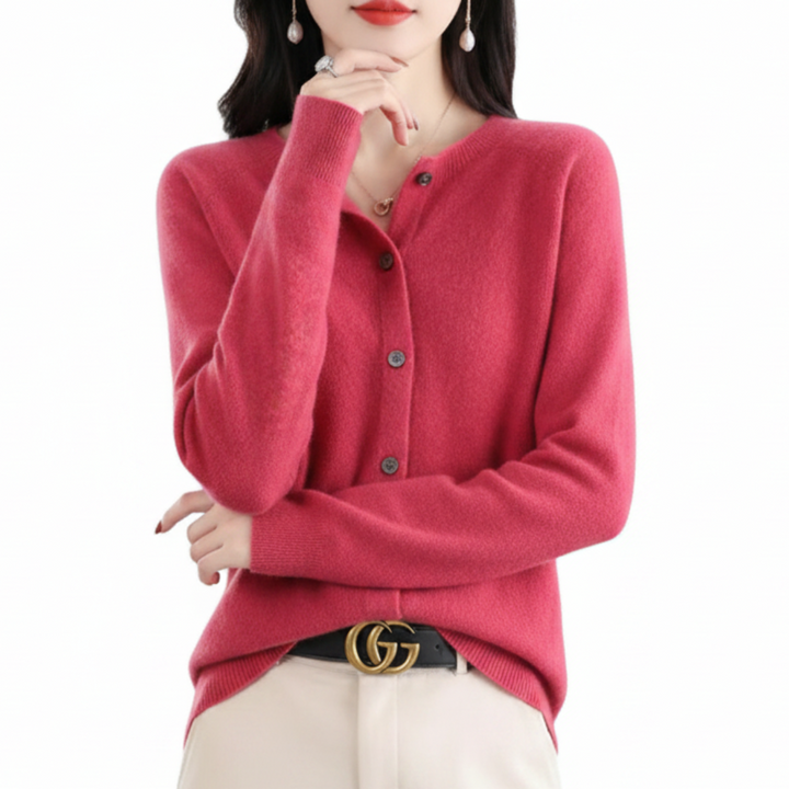 Schicker Damen Strick-Cardigan, langarm, mit V-Ausschnitt, Knopfleiste, für Büro & Freizeit.
