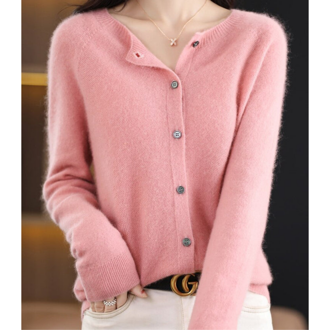 Komfortabler Damen Strick-Cardigan, V-Ausschnitt, Knopfleiste, gestrickt, für kühle Tage.