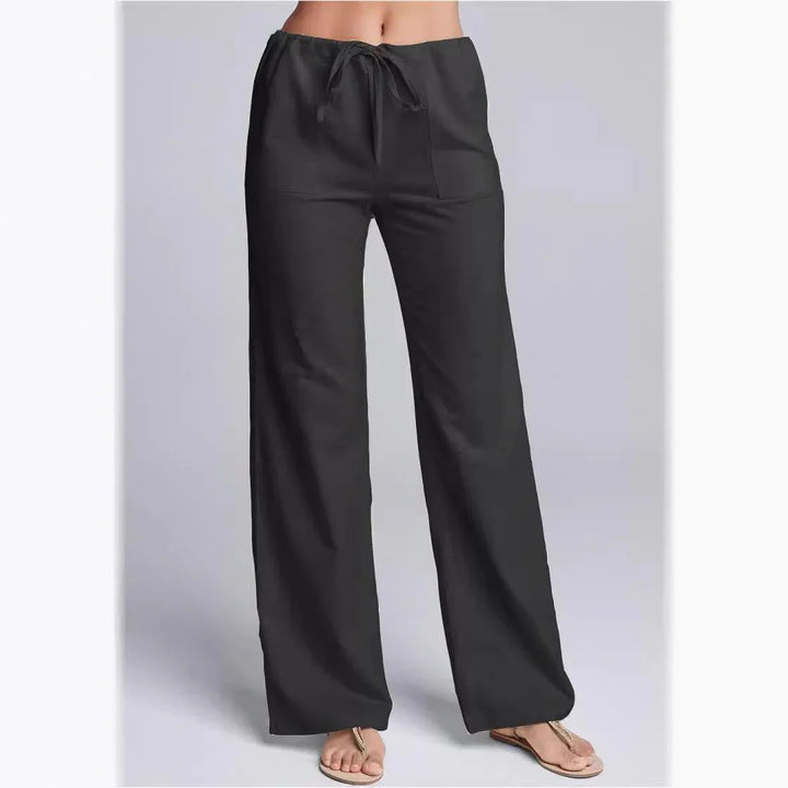 Stylische Damenhose: Leichte Freizeithose mit Kordelzug, geradem Bein und praktischen Seitentaschen. Vielseitig & bequem.