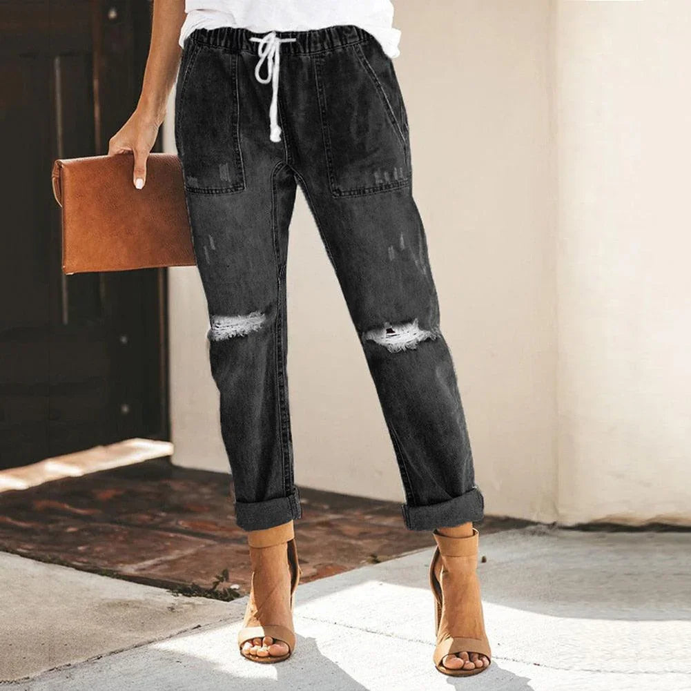 Modische Damen Jogginghose, Freizeithose mit bequemem elastischen Bund. Entspannte Passform, ideal für Casual und Komfort.