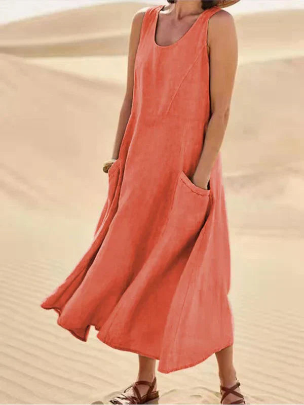 Lässiges Damen Midikleid mit Struktur. Bequemes Freizeitkleid, perfekt für den Alltag.