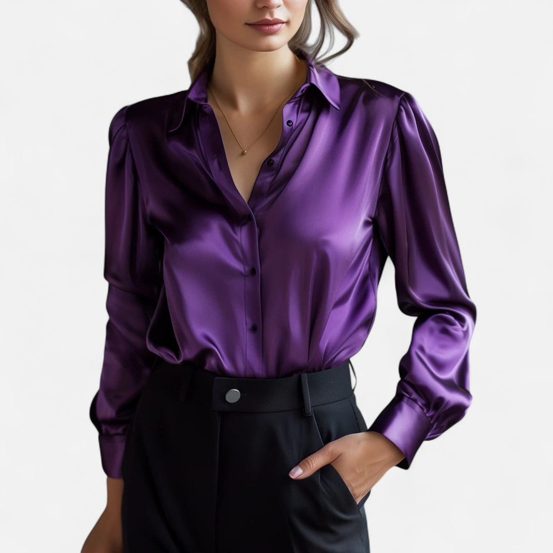 Fließende, atmungsaktive Damen Langarmbluse Clara für den Sommer. Leicht & bequem für warme Tage.