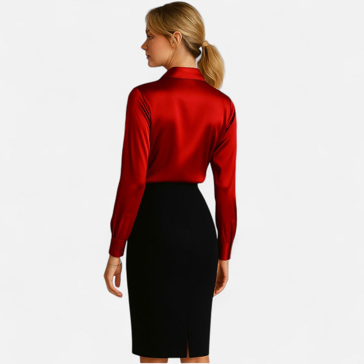 Hochwertige Damen Langarmbluse Clara, elegant & luftig. Perfekt als Sommerbluse oder Büro-Stil.