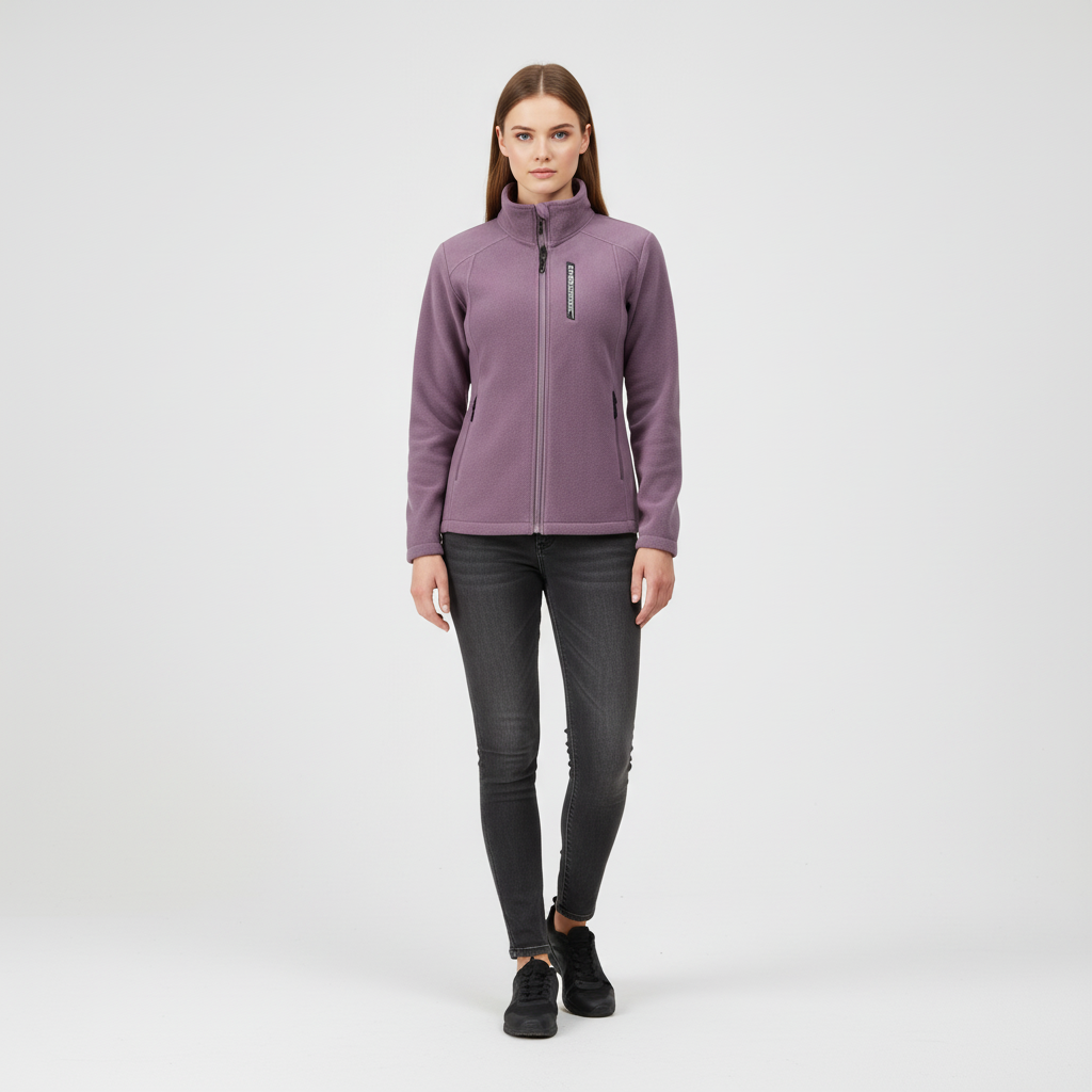 Trendige Damen Fleecejacke Ingrid in verschiedenen Farben. Ideal für Freizeit, Spaziergänge & als warme Schicht im Winter.