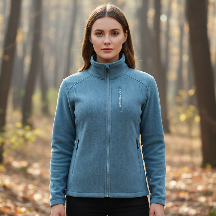 Damen Fleecejacke Ingrid: Warm, sportlich, mit Stehkragen & Reißverschluss. Ideal für Outdoor & Freizeit im Herbst/Winter.