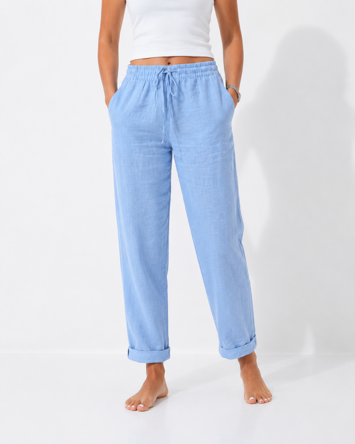 Bequeme, luftige Damen Sommerhose mit Gummizug in Unifarbe. Ideal für entspannte Tage & Freizeit.
