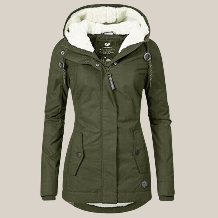 Modische Damen Steppjacke mit Kapuze, warm und bequem für Winter und Outdoor.