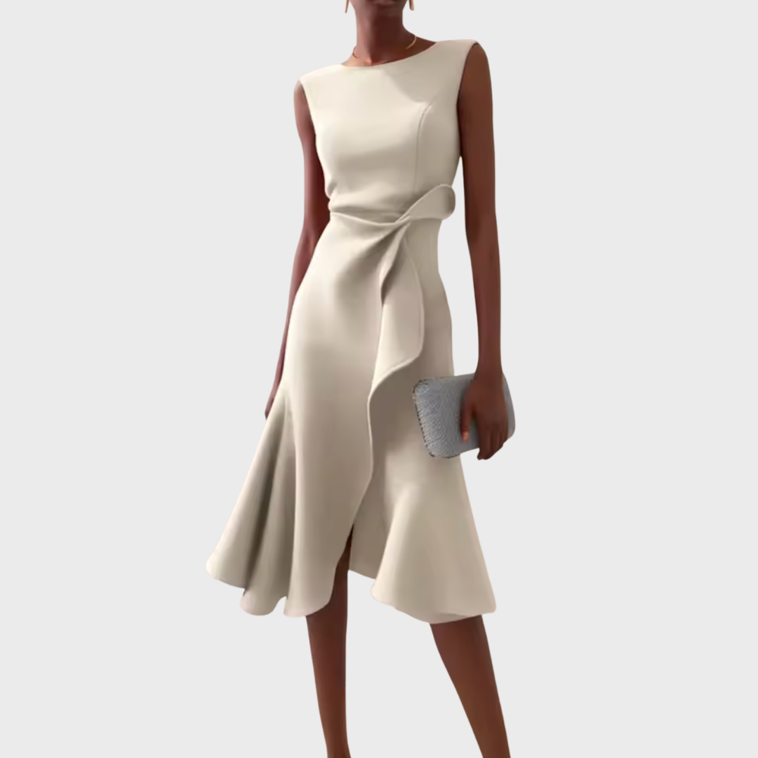 Modisches Damen Midikleid, drapiert und stylisch, ein vielseitiges Festkleid.