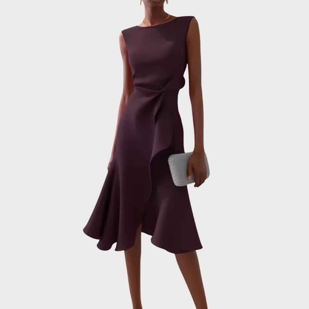 Schickes drapiertes Damen Midikleid für besondere Anlässe, Party oder elegante Sommerabende.