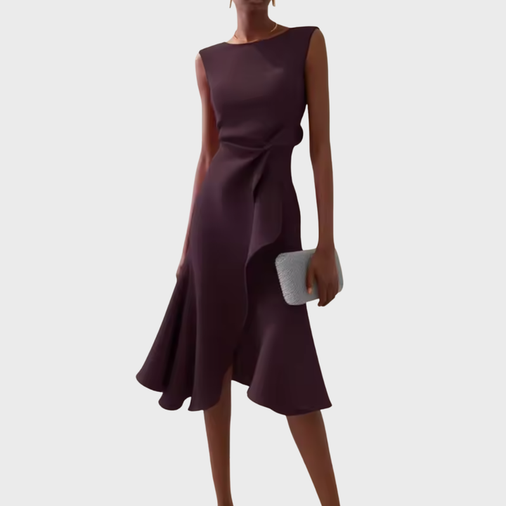 Schickes drapiertes Damen Midikleid für besondere Anlässe, Party oder elegante Sommerabende.