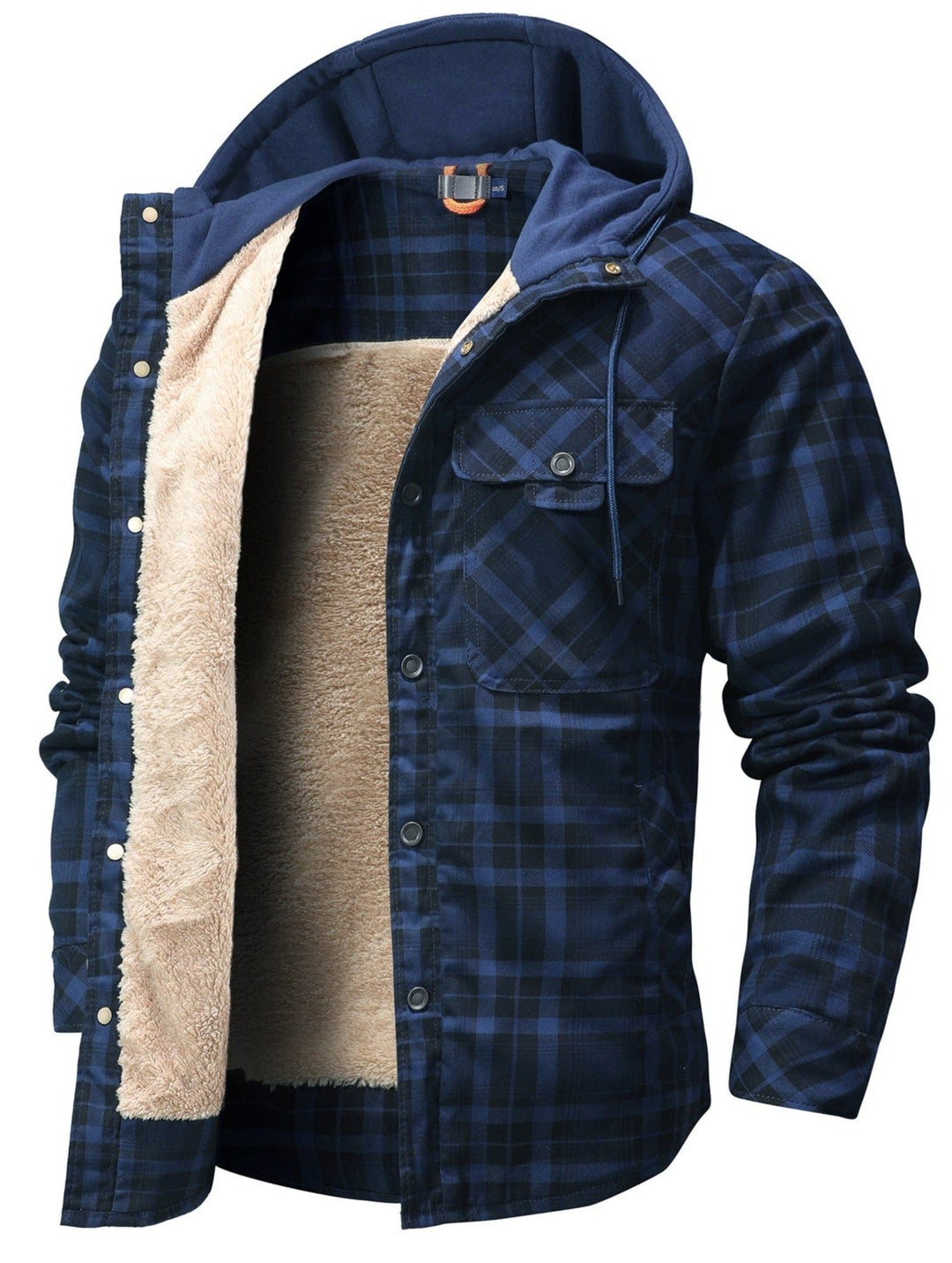 Modische karierte Herrenjacke mit Kapuze, warm gefüttert, perfekt für kühle Herbsttage.