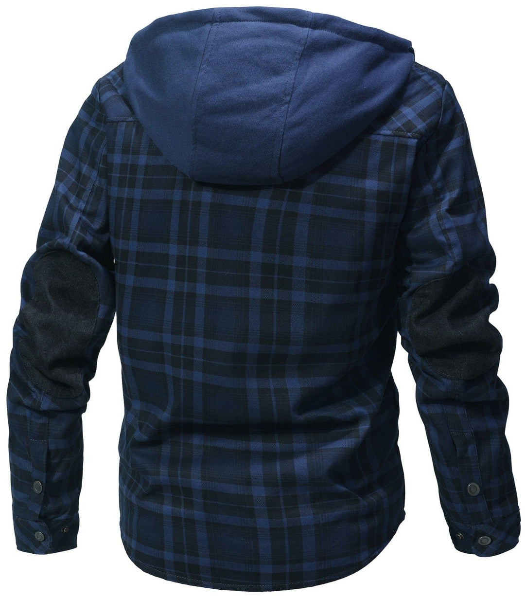 Warme Flanell-Kapuzenjacke für Herren, kariert, robust und ideal für Outdoor & Freizeit.