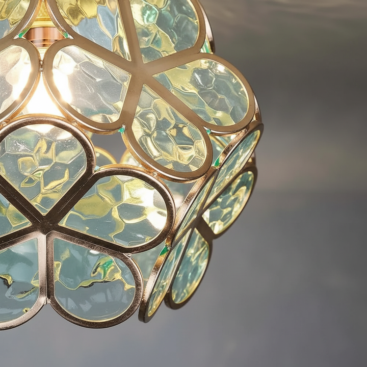 Design ShineFloret Deckenleuchte aus Glas, schafft warmes Ambiente. Perfekt als Flur- & Wohnzimmerlampe.